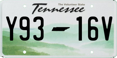 TN license plate Y9316V