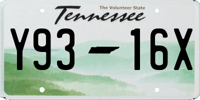 TN license plate Y9316X