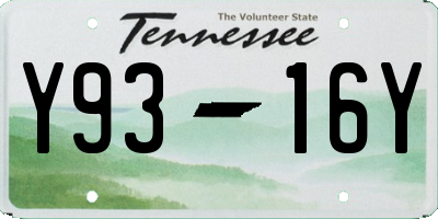 TN license plate Y9316Y