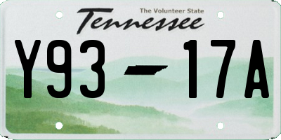 TN license plate Y9317A