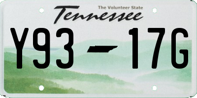 TN license plate Y9317G