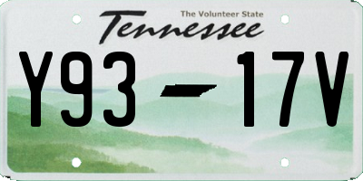 TN license plate Y9317V