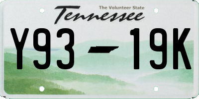TN license plate Y9319K