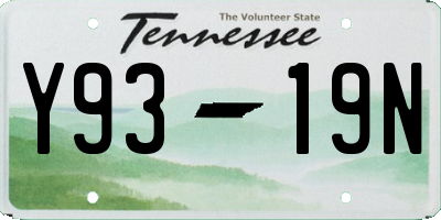 TN license plate Y9319N