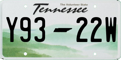 TN license plate Y9322W