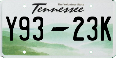 TN license plate Y9323K