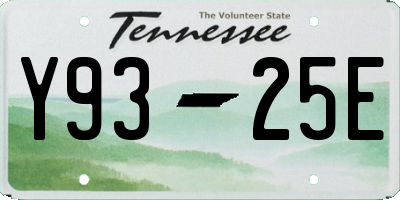 TN license plate Y9325E