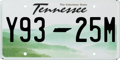 TN license plate Y9325M