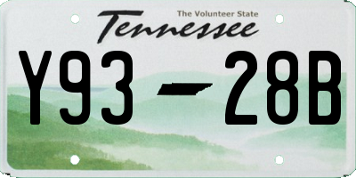 TN license plate Y9328B