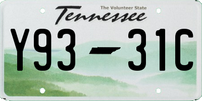 TN license plate Y9331C
