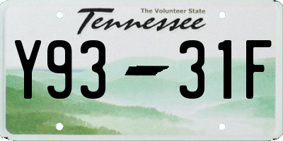 TN license plate Y9331F