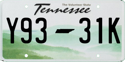 TN license plate Y9331K