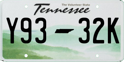 TN license plate Y9332K