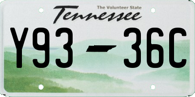 TN license plate Y9336C