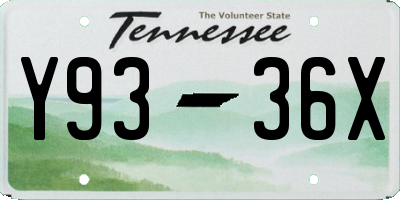 TN license plate Y9336X