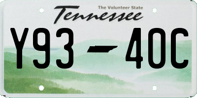 TN license plate Y9340C