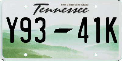 TN license plate Y9341K