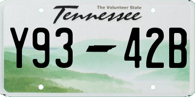 TN license plate Y9342B