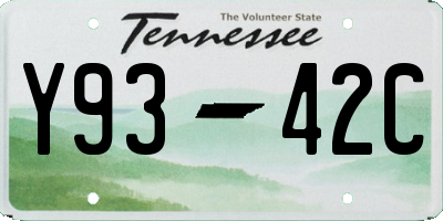 TN license plate Y9342C