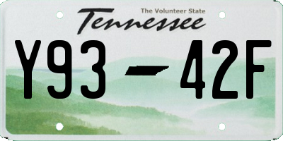 TN license plate Y9342F