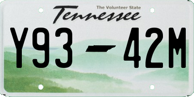 TN license plate Y9342M