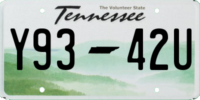 TN license plate Y9342U