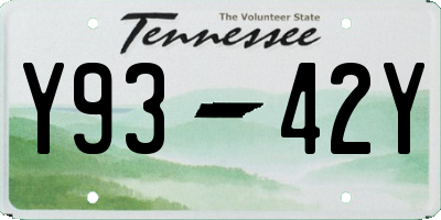 TN license plate Y9342Y
