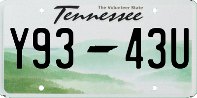 TN license plate Y9343U