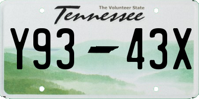 TN license plate Y9343X