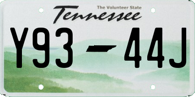 TN license plate Y9344J