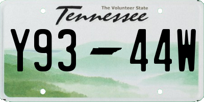 TN license plate Y9344W