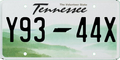 TN license plate Y9344X