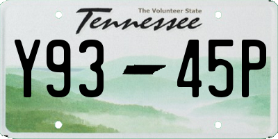 TN license plate Y9345P
