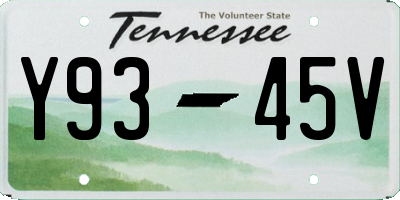 TN license plate Y9345V