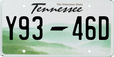 TN license plate Y9346D