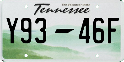 TN license plate Y9346F
