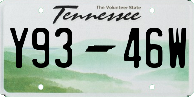 TN license plate Y9346W
