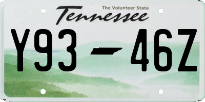 TN license plate Y9346Z