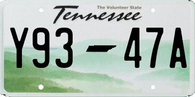 TN license plate Y9347A