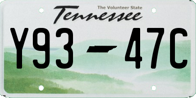 TN license plate Y9347C