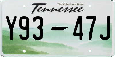 TN license plate Y9347J