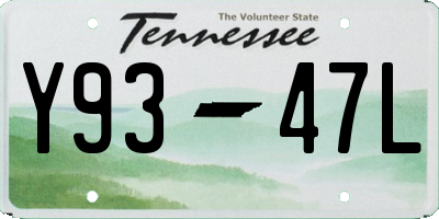 TN license plate Y9347L