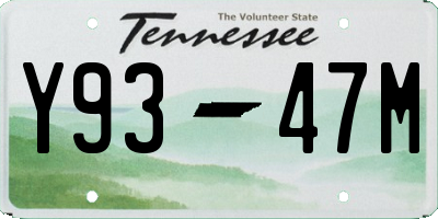 TN license plate Y9347M