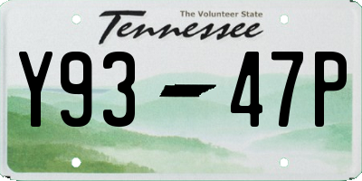 TN license plate Y9347P