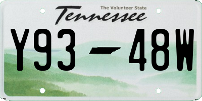 TN license plate Y9348W