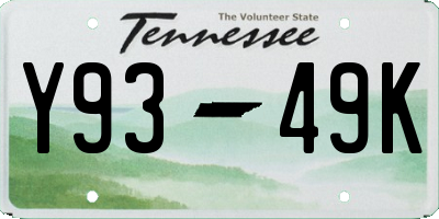 TN license plate Y9349K