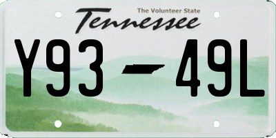 TN license plate Y9349L