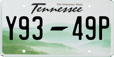 TN license plate Y9349P