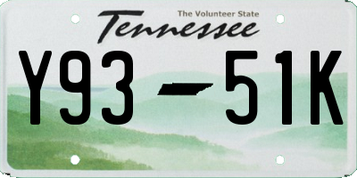 TN license plate Y9351K