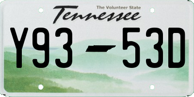 TN license plate Y9353D